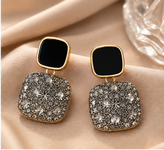 Noir Crystal Drop Earrings