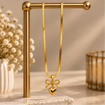 Amora Bow Heart Necklace
