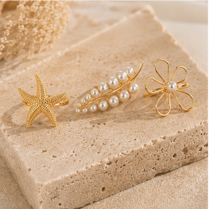 Aurelia Pearl Ring Trio