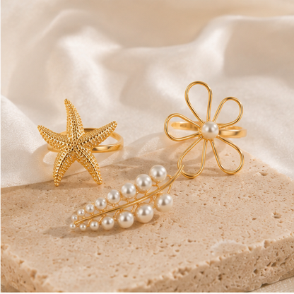 Aurelia Pearl Ring Trio