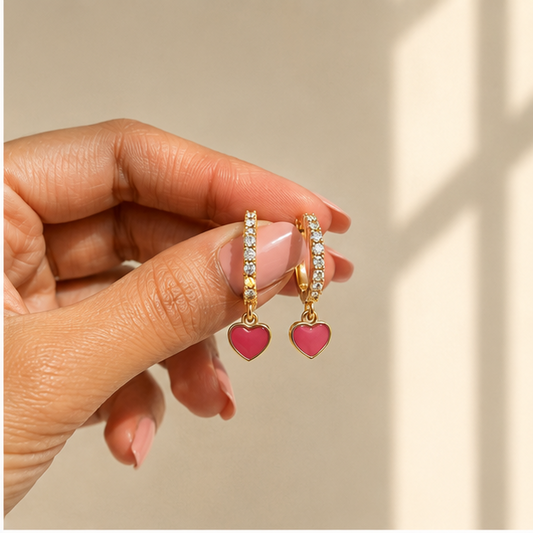 Enamel Pink Heart Dangling Charm