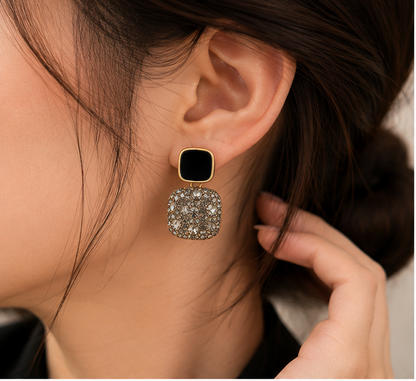 Noir Crystal Drop Earrings
