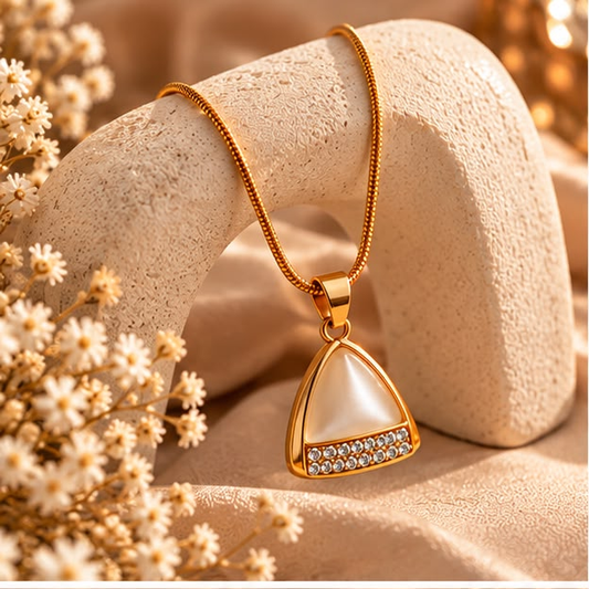 Pearl Crystal Triangle Necklace