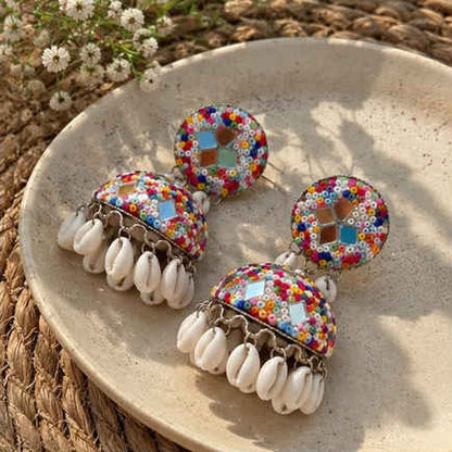 Rangoli Shell Jhumkas