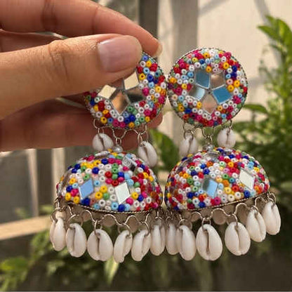 Rangoli Shell Jhumkas