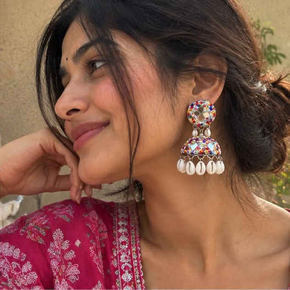 Rangoli Shell Jhumkas
