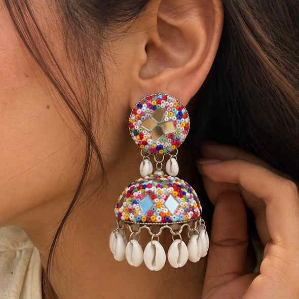 Rangoli Shell Jhumkas