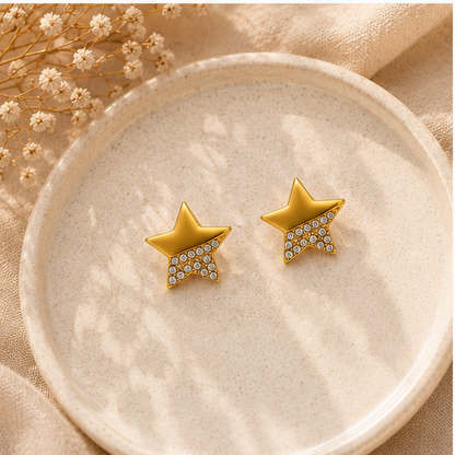 Starlight Pavé Half-Star Stud Earrings