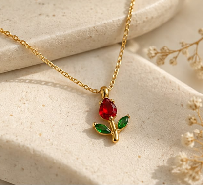 Red Tulip Bloom Necklace