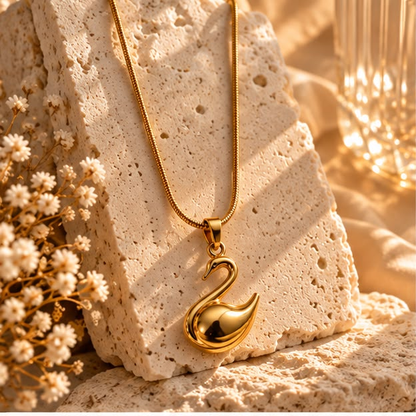 Golden Swan Charm Necklace